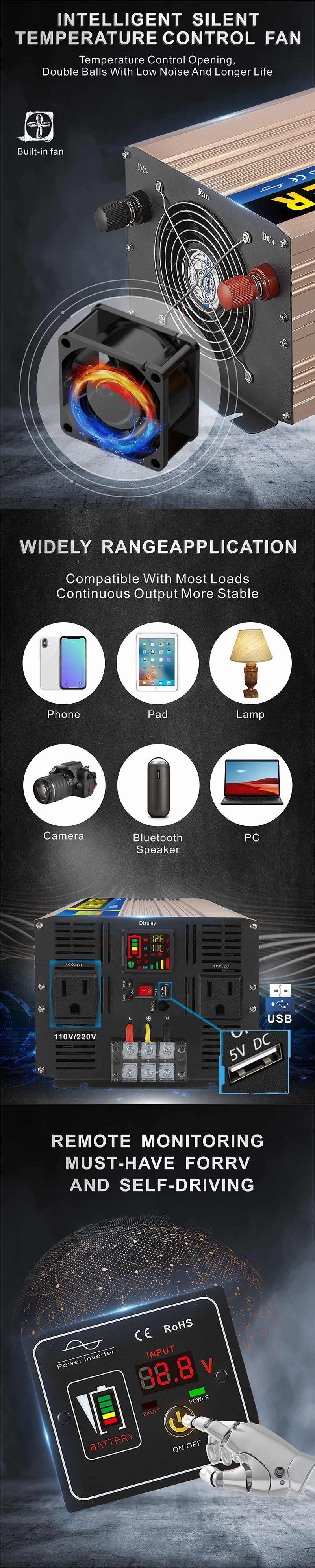 中性款 6000W 玫瑰金逆逆变器详情 2